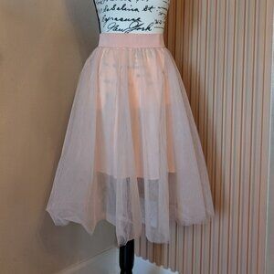 K TOO Peach/Pink Tulle Midi Skirt - Size M